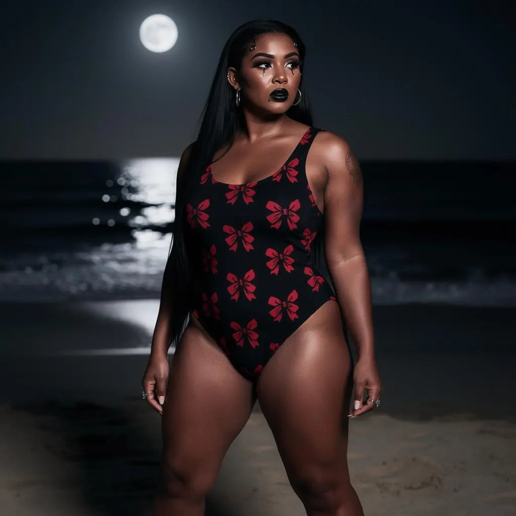Widow's Ribbon One-Piece Swimsuit