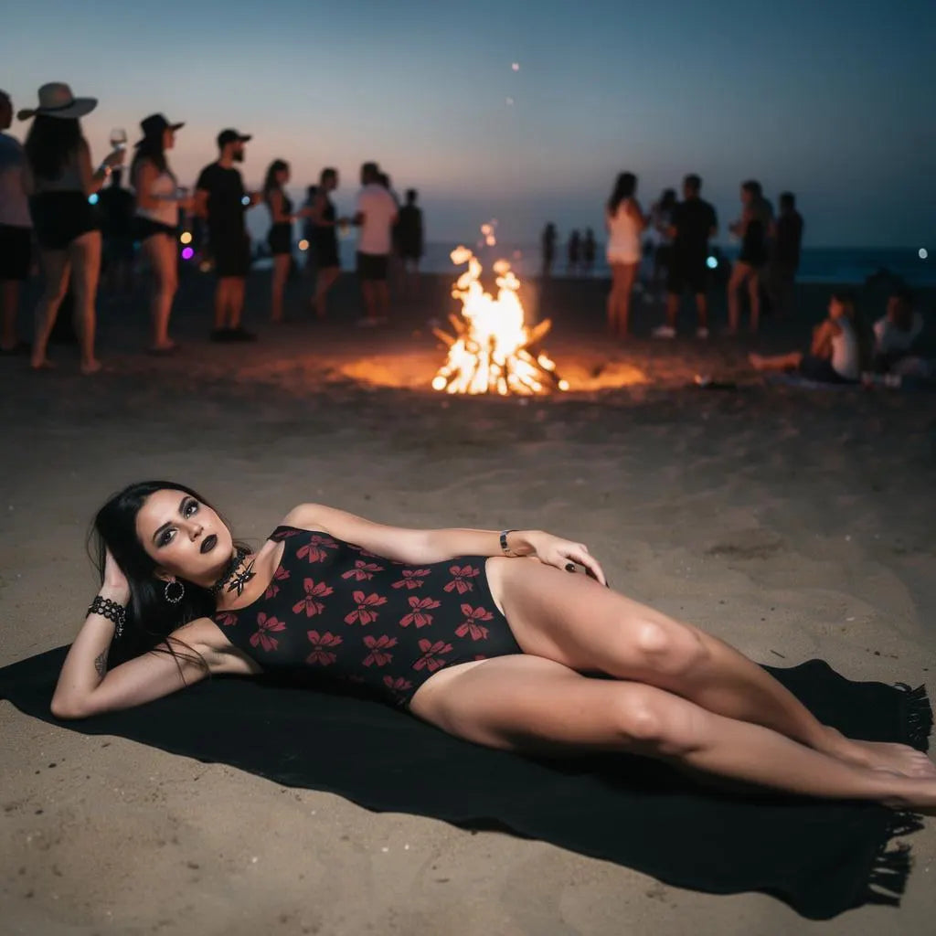 Widow's Ribbon One-Piece Swimsuit